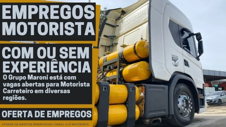 Vagas Grupo Maroni: Motorista Carreteiro com e sem Experiência em São Paulo e Minas Gerais, com Programa de Treinamento Remunerado