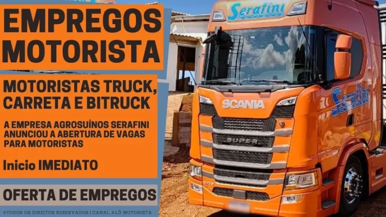 Agrosuínos Serafini Anuncia Oportunidades Urgentes para Motoristas de Caminhões Truck, Carreta e Bitruck com CNH C e E em Santa Catarina