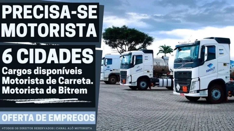 Oportunidade de Emprego: Grupo Masut Abre Centenas de Vagas para Motoristas de Carreta e Bitrem em Seis Estados Brasileiros com Salário Atrativo e Benefícios Exclusivos