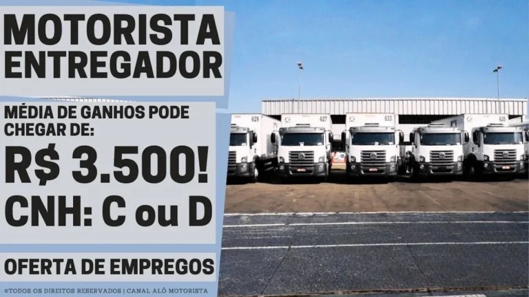 JC Distribuição Abre Vagas para Motorista Entregador com Ganhos de R$ 3.000 a R$ 3.500: CNH C ou D em Goiás, DF e Tocantins