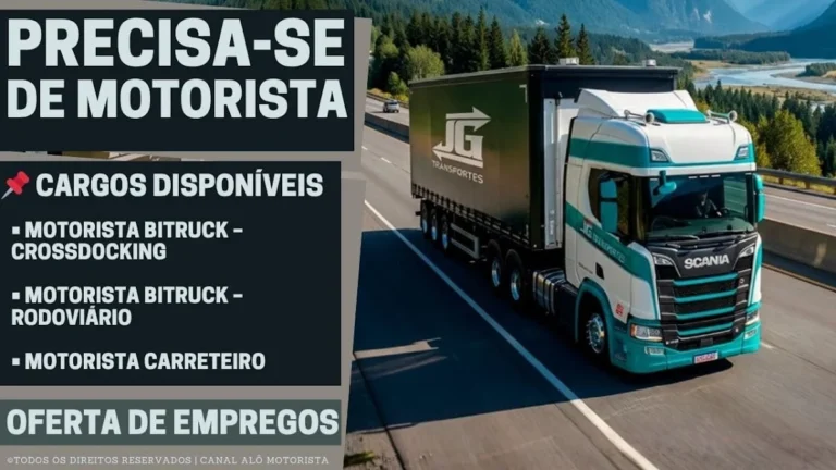JG Transportes Abre Vagas Urgentes para Motoristas Bitruck e Carreteiro em Curitiba e Região Metropolitana com CNH D e E