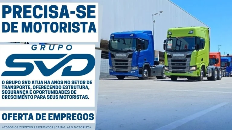 Grupo SVD Abre Vagas Urgentes para Motorista Carreteiro com CNH E e Experiência em Viagens Nacionais: Oportunidade de Crescimento em Logística