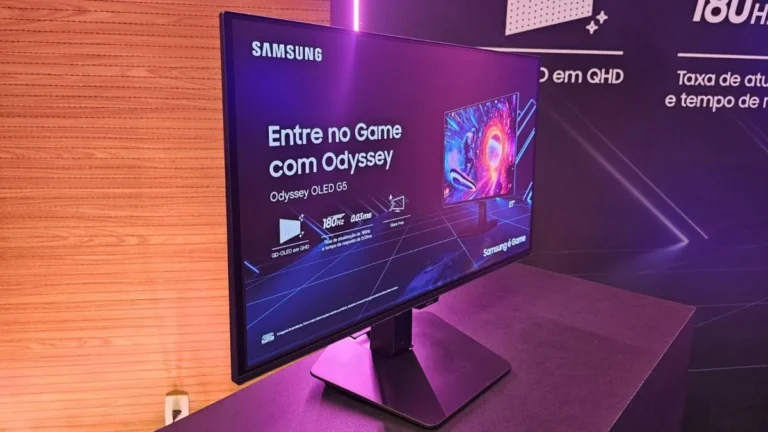 Samsung Lança Monitor Gamer Odyssey OLED G5 de 180Hz no Brasil com Preço Inacreditável de R$ 3.199