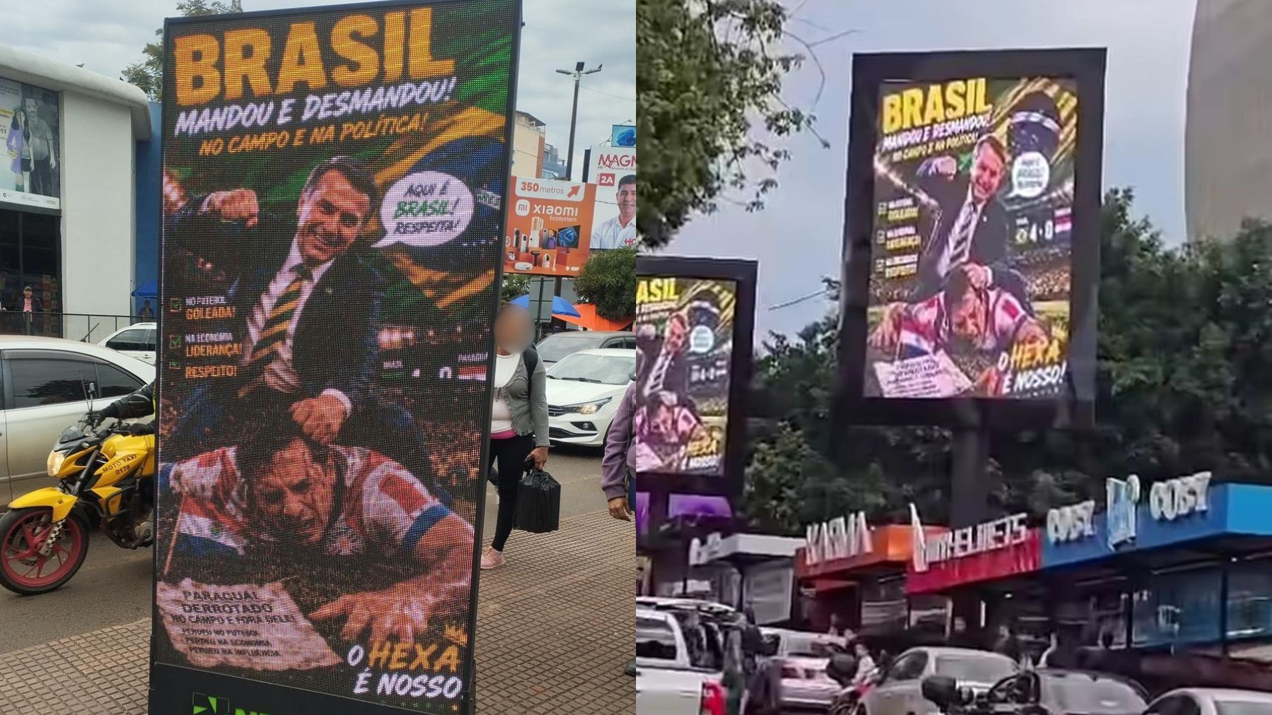 Telões com montagem de Bolsonaro agredindo jogador são desativados no Paraguai após ordem presidencial