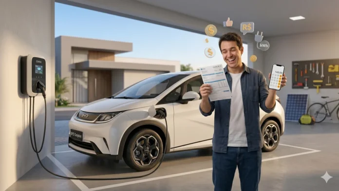 Carro Elétrico em Casa: Quanto a Conta de Luz Aumenta ao Carregar Modelos como BYD Dolphin Mini e Spark EUV?